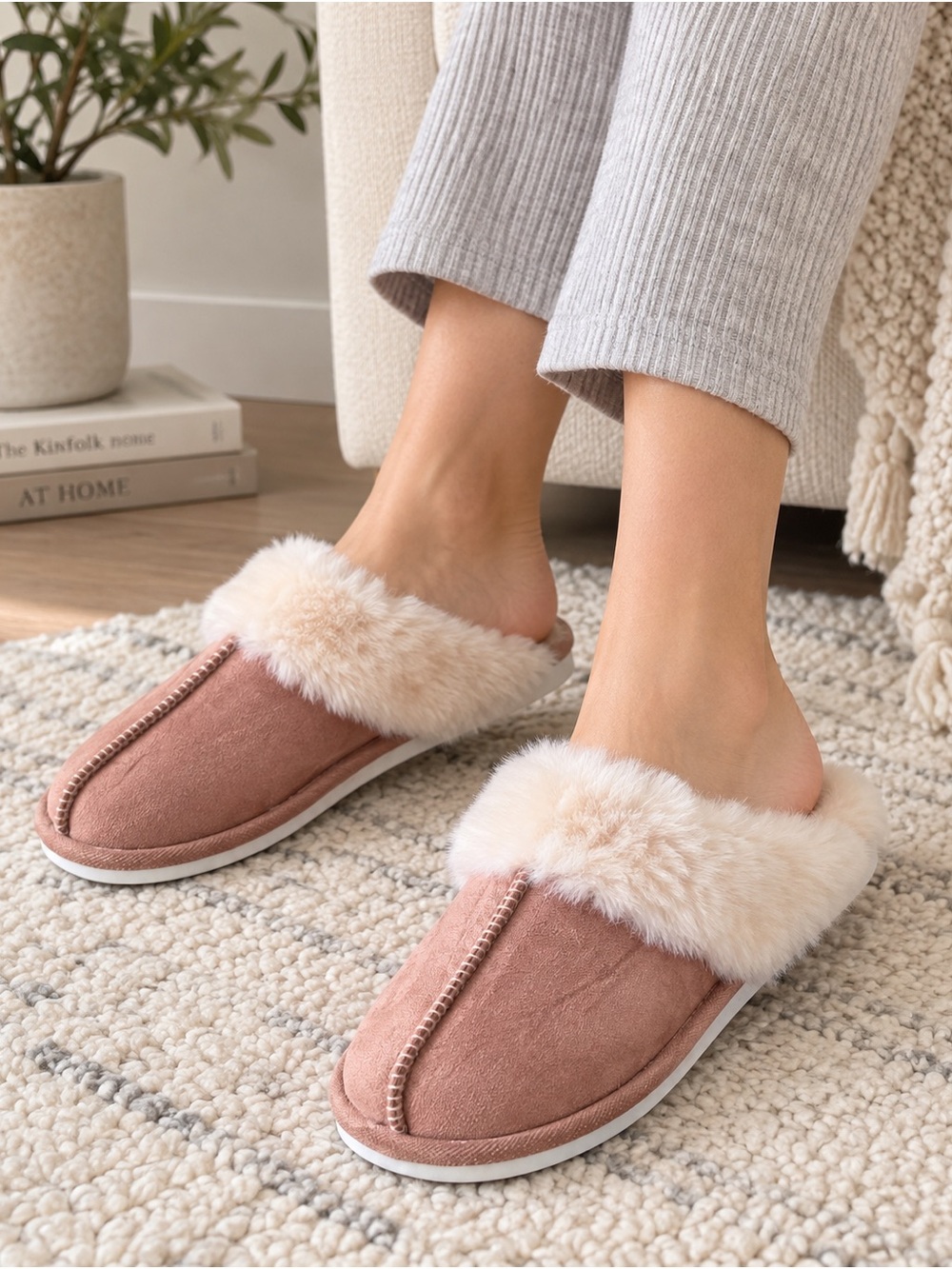 Tan Faux Fur Mule Slippers Women’s US 11–12 EU 42–43 NWOT
